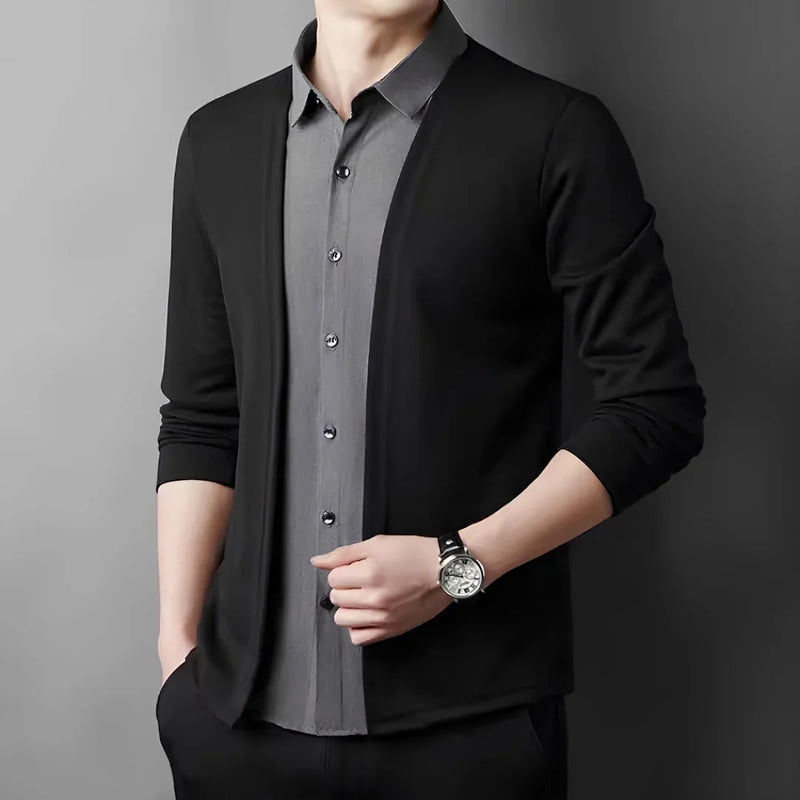 [Pague 2, Leve 3] Camisa Masculina Dorian 2 em 1 com Forro em Algodão e Poliéster + Relógio e Cinto GRÁTIS