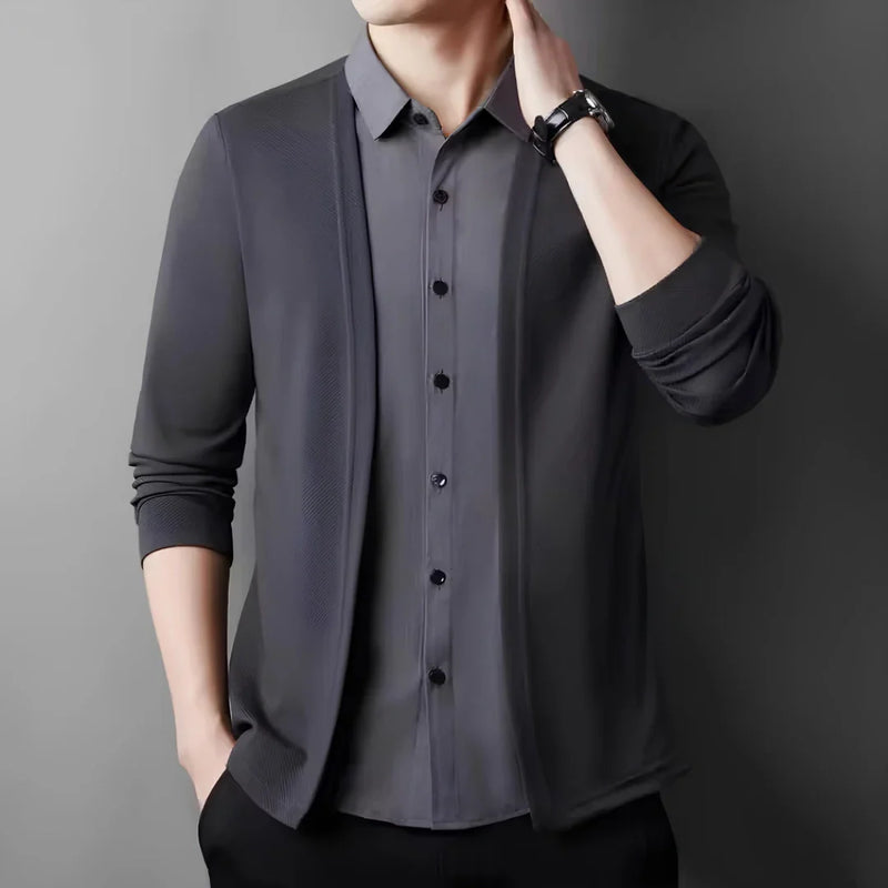 [Pague 2, Leve 3] Camisa Masculina Dorian 2 em 1 com Forro em Algodão e Poliéster + Relógio e Cinto GRÁTIS
