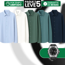 [Leve 5, Pague Só 3] Camisa Polo Masculina Dallas de Manga Longa em Seda Gelada com Poliuretano + BRINDE: Relógio Tático