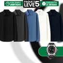 [Leve 5, Pague Só 3] Camisa Polo Masculina Dallas de Manga Longa em Seda Gelada com Poliuretano + BRINDE: Relógio Tático