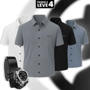 [Pague 2, Leve 4] Kit com 4 Camisas Masculinas Listradas Moretti com Manga Média em Nylon e Elastano