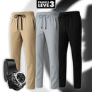 [Leve 3, Pague Só 2] Calça Vortex Masculina em Seda Gelada, Poliéster e Spandex, com Relógio e Cinto GRÁTIS