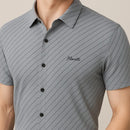 [Pague 2, Leve 4] Kit com 4 Camisas Masculinas Listradas Moretti com Manga Média em Nylon e Elastano