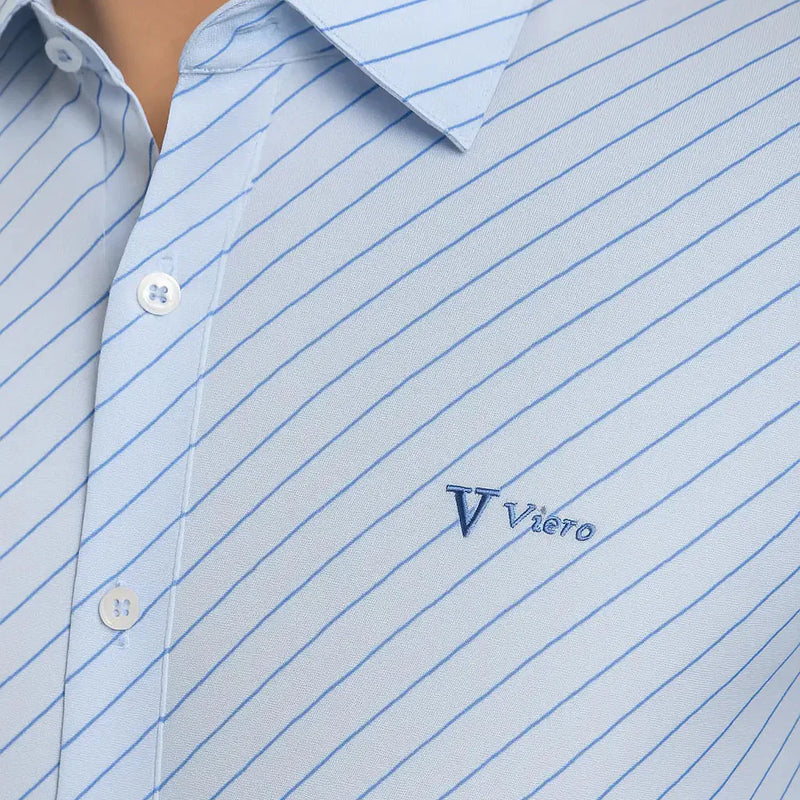 [Pague 2, Leve 4] Kit com 4 Camisas Sociais Listradas Viero de Manga Longa em Algodão e Seda Gelo