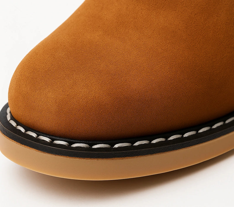 [+3 Regalos Brutos!] Bota Texas para Hombre Antideslizante en Cuero Nobuck Legítimo con Elástico Lateral