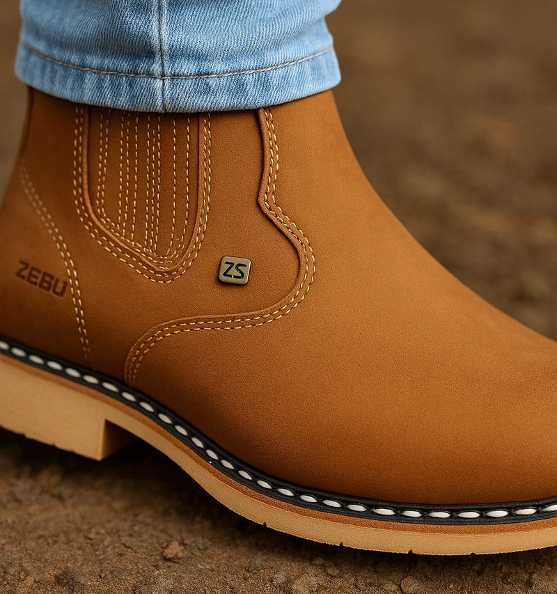 [+3 Regalos Brutos!] Bota Texas para Hombre Antideslizante en Cuero Nobuck Legítimo con Elástico Lateral