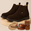 [+3 Regalos Brutos!] Bota Texas para Hombre Antideslizante en Cuero Nobuck Legítimo con Elástico Lateral