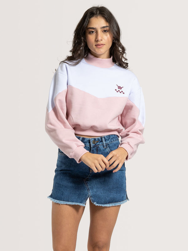 Moletom Careca Hang Loose Cropped Rosa