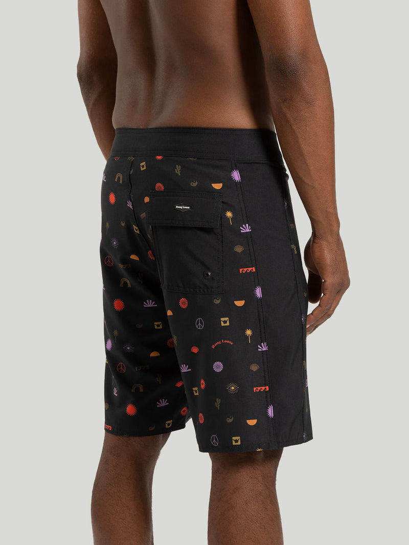 Boardshort Hang Loose Icon Preto