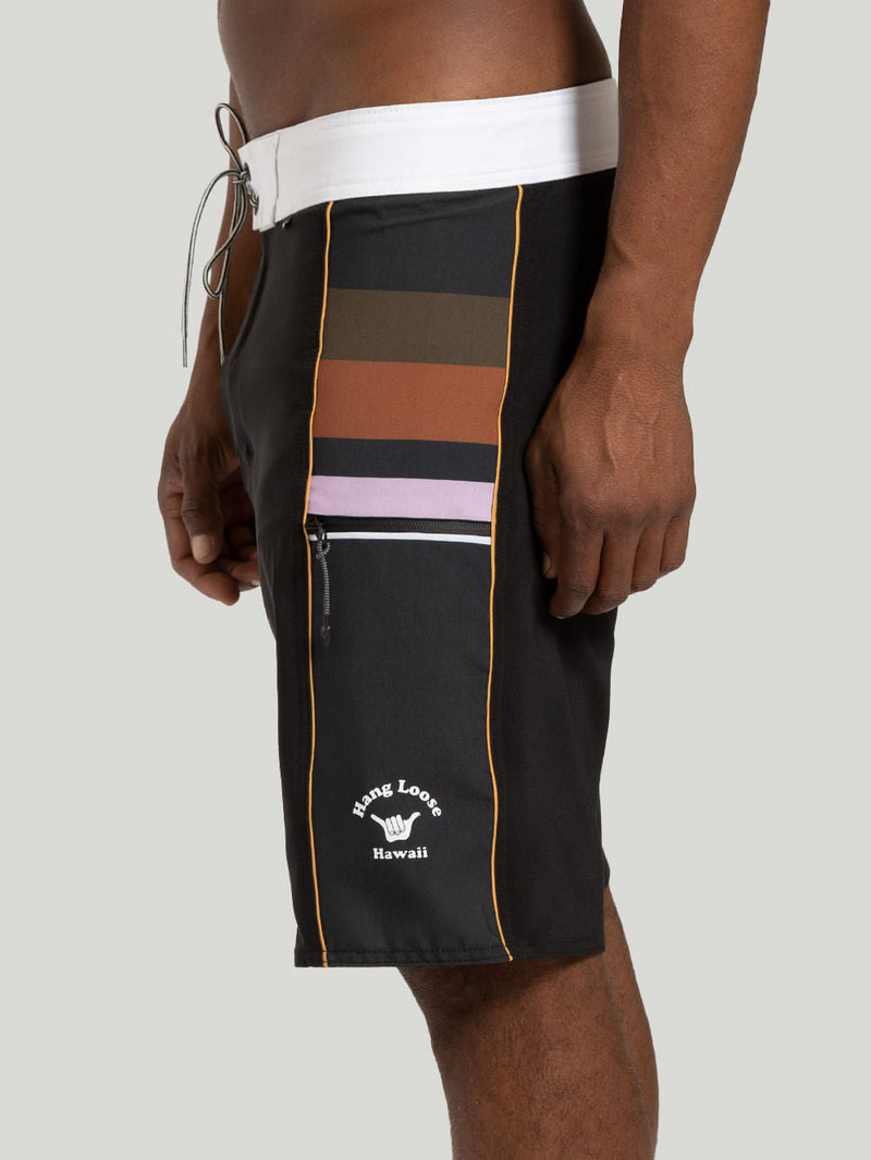 Boardshort Hang Loose Stripe Preto