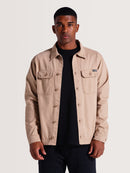 Camisa Sarja Manga Longa Bege Hang Loose Pocket