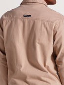 Camisa Sarja Manga Longa Bege Hang Loose Pocket