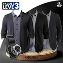 [Pague 2, Leve 3] Camisa Masculina Dorian 2 em 1 com Forro em Algodão e Poliéster + Relógio e Cinto GRÁTIS