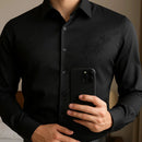 [Leve 5, Pague Só 3] Camisa Polo Ravello Masculina Manga Longa em Seda Natural de Amoreira, Poliéster e Rayon + Relógio e Cinto GRÁTIS