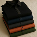 [Leve 5, Pague Só 3] Camisa Polo Rivano Masculina de Manga Longa em Lã de Seda Mulberry, Poliéster e Viscose + Relógio e Cinto GRÁTIS