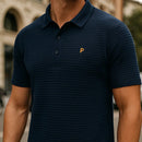 [Leve 5, Pague Só 3] Camisa Polo Masculina Listrada Cardin de Manga Curta em Seda Gelada com Poliuretano + BRINDE: Relógio