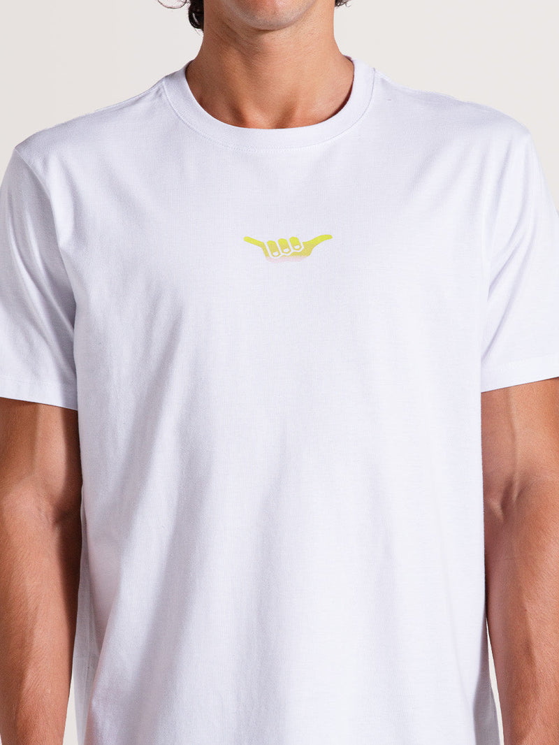 Camiseta Básica Branca Manga Curta Hang Loose Retro