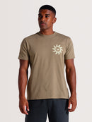 Camiseta Caqui Manga Curta Estampada Hang Loose Rocks