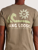 Camiseta Caqui Manga Curta Estampada Hang Loose Rocks