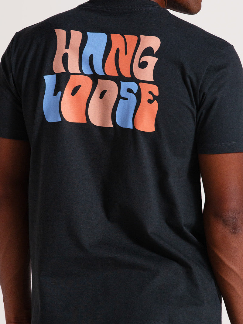 Camiseta Cinza Básica Manga Curta Hang Loose Hippie