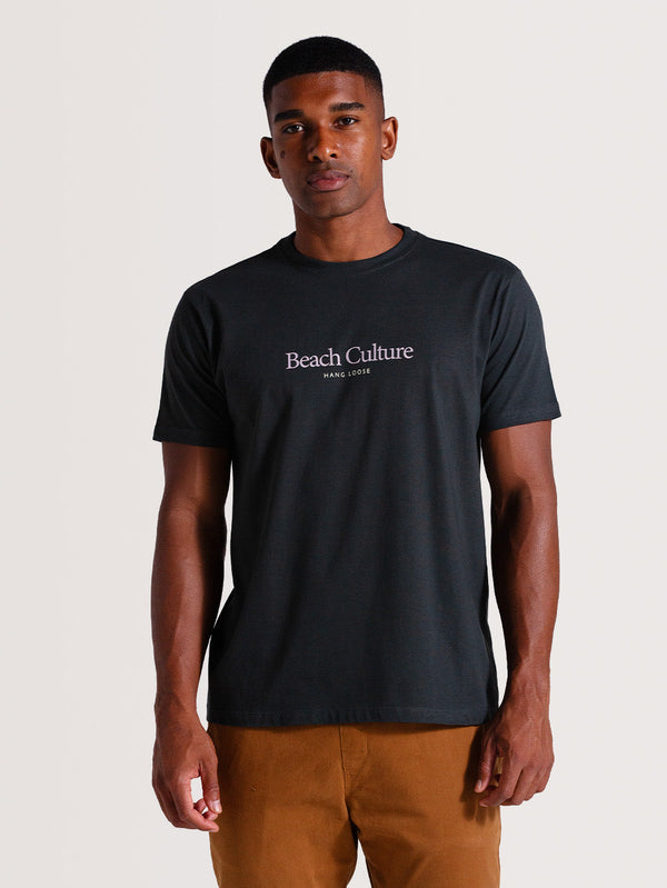 Camiseta Cinza Escuro Manga Curta Hang Loose Beach Culture
