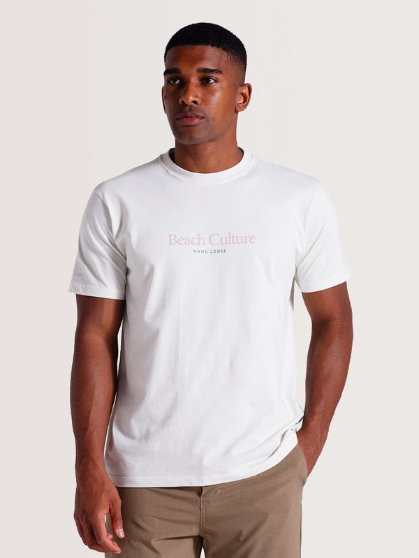 Camiseta Cor Off White Manga Curta Hang Loose Beach Culture