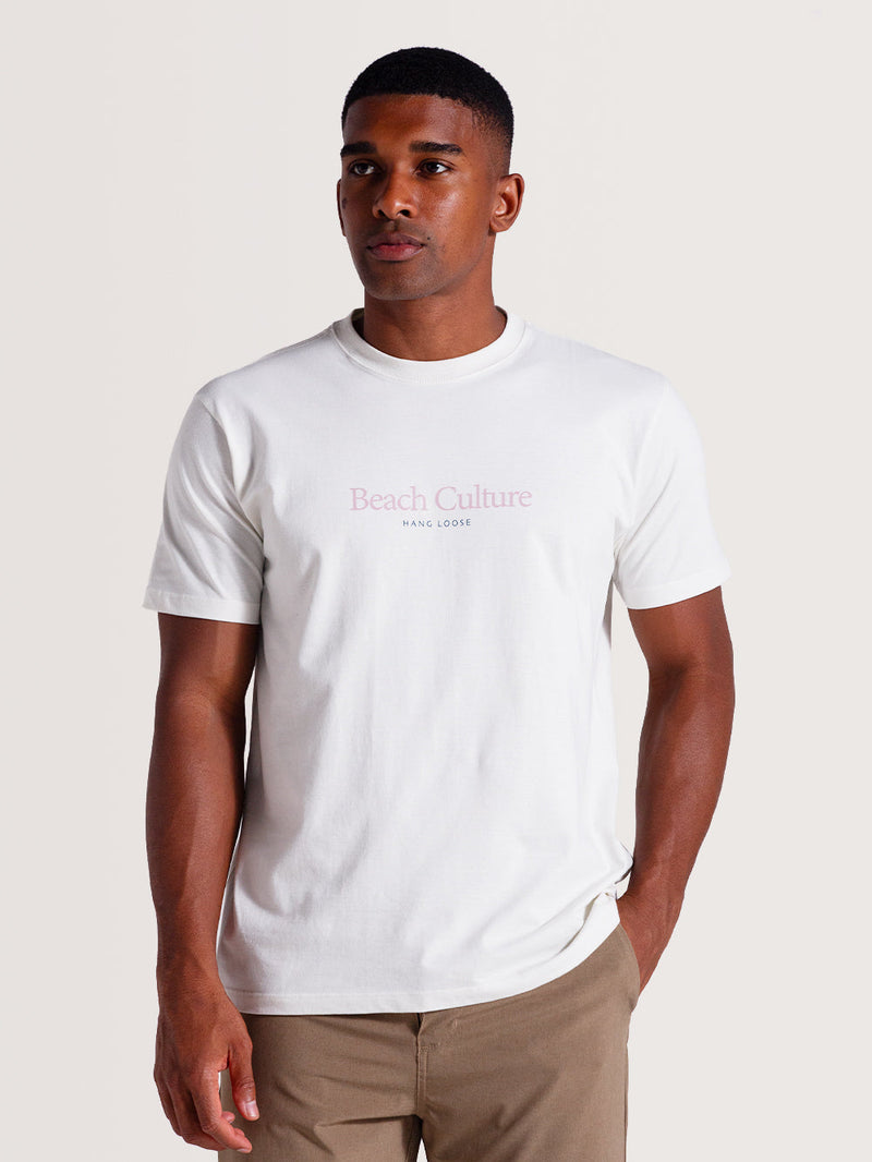 Camiseta Cor Off White Manga Curta Hang Loose Beach Culture