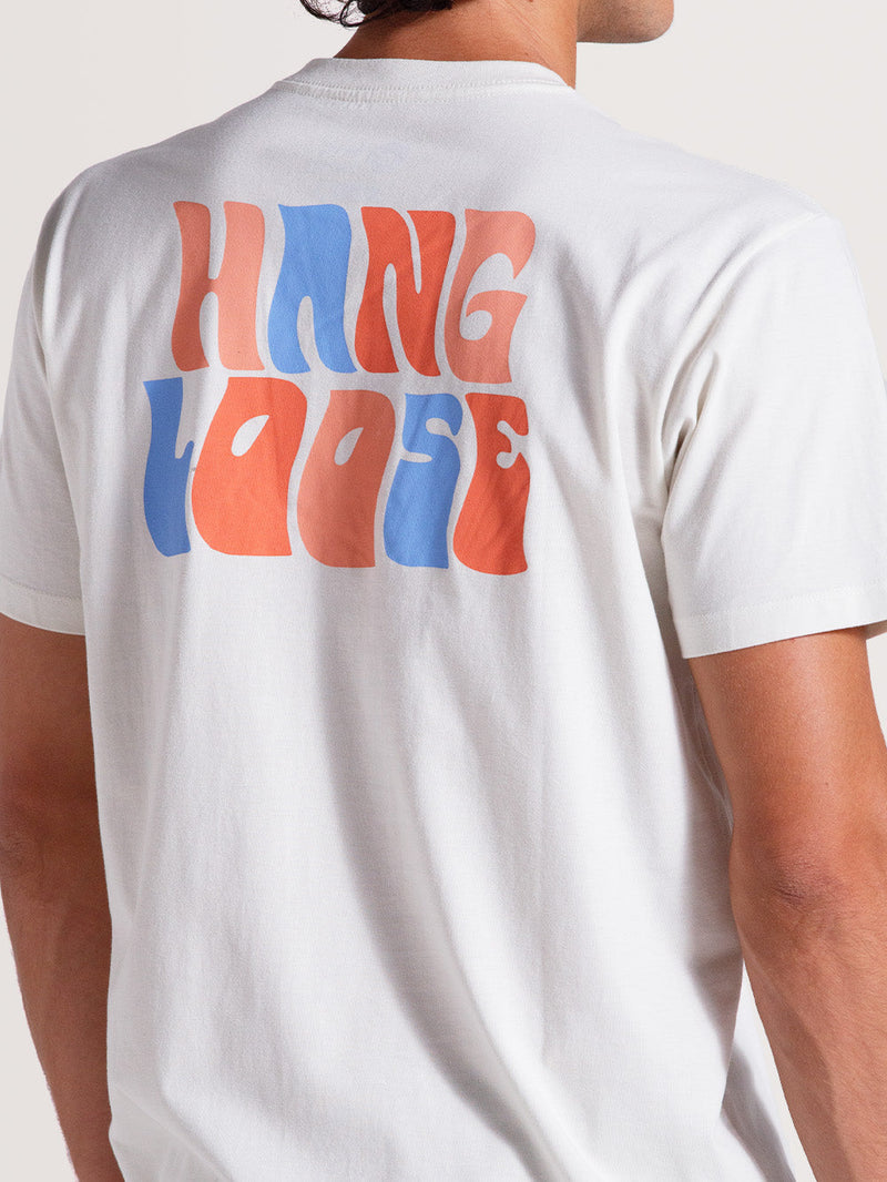 Camiseta Off White Básica Manga Curta Hang Loose Hippie