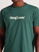 Camiseta Verde Algodão Manga Curta Hang Loose Typo