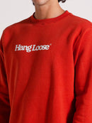 Moletom Careca Vermelho Felpado Hang Loose Typo